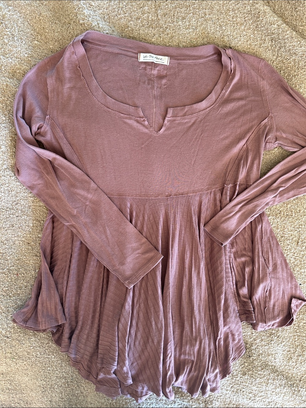 We The Free Mauve Long-Sleeve Peplum Tunic